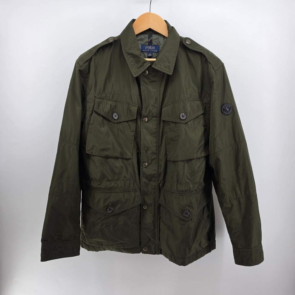 Polo Ralph Lauren Mens Olive Green Field Jacket Rainproof Military Size M